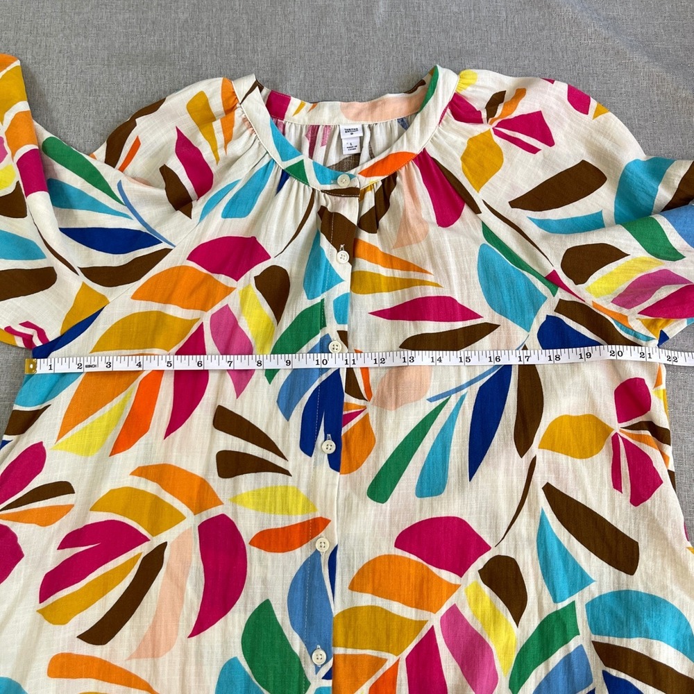 Tabitha Brown Tropical Botanical Cover Up Shirtdress Tunic Women Large Multi - Picture 11 of 16